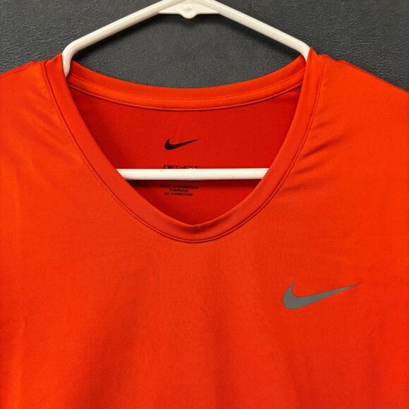 Nike Dri-FIT Women’s Long Sleeve Athletic Training Top Orange Swoosh Compression - Picture 3 of 7